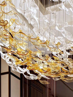 Spiral Glass Chandelier: Nordic Luxury Villa Pendent Lamp for Modern Bar and Restaurant
