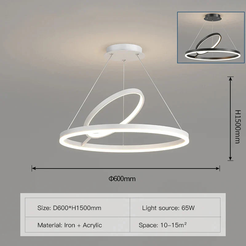 LED Ceiling Chandelier: Modern Nordic Rings Pendant Light Fixture for Living Room & Bedroom