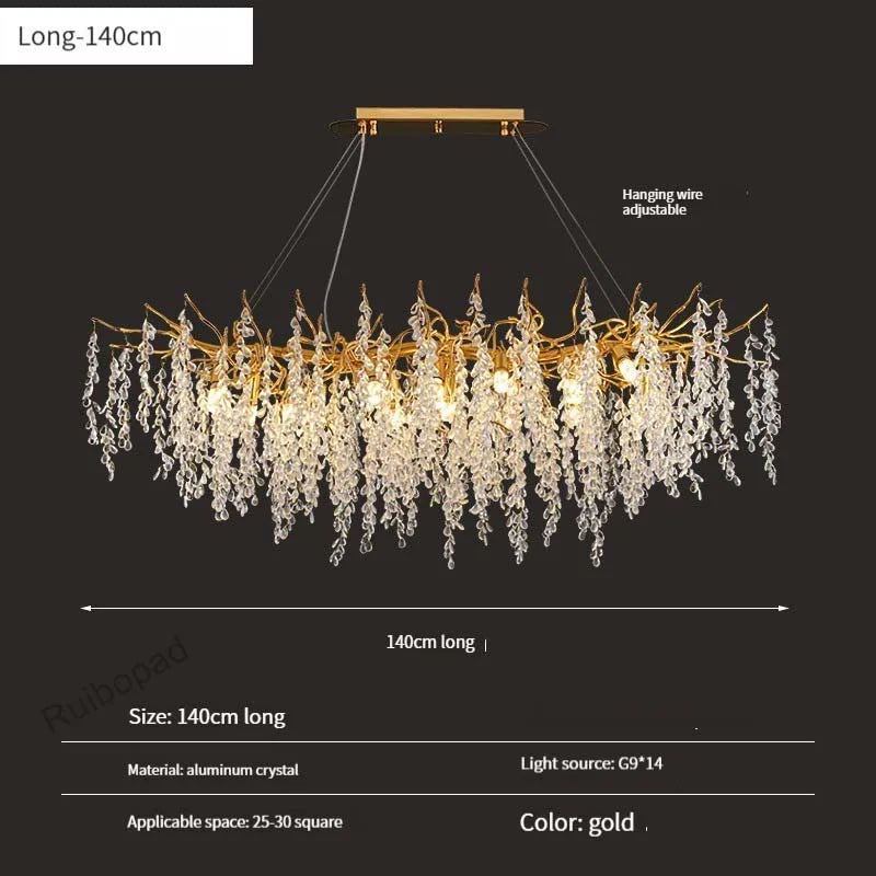 Gold Crystal Grapes Chandelier for Dining Living Room Bedroom