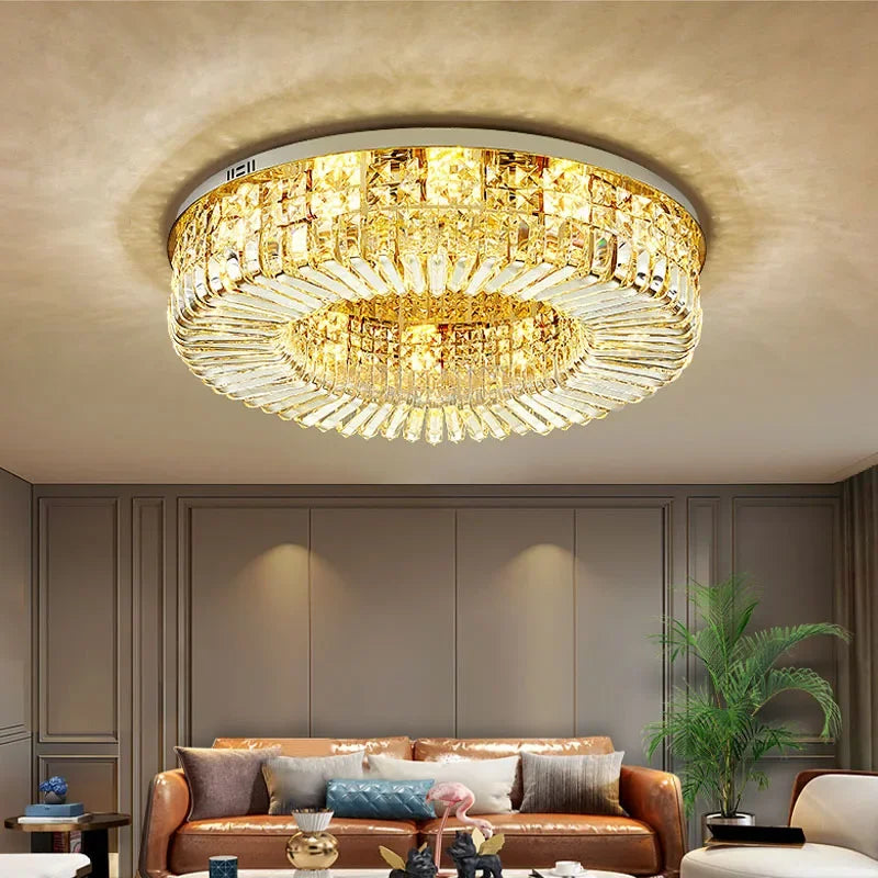 Crystal Ring LED Ceiling Lamp: Modern Luxury for Home Décor