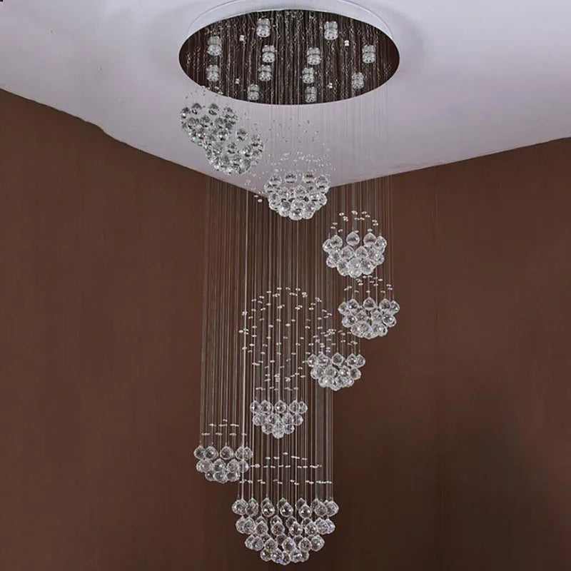 Crystal LED Chandelier for Large Villa Ceiling Lights, Hotel, Kitchen Decor