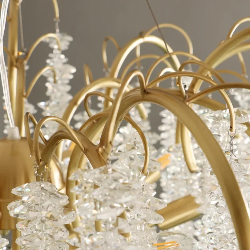 Gold Glass LED Crystal Chandeliers for Luxe Dining Room Decor