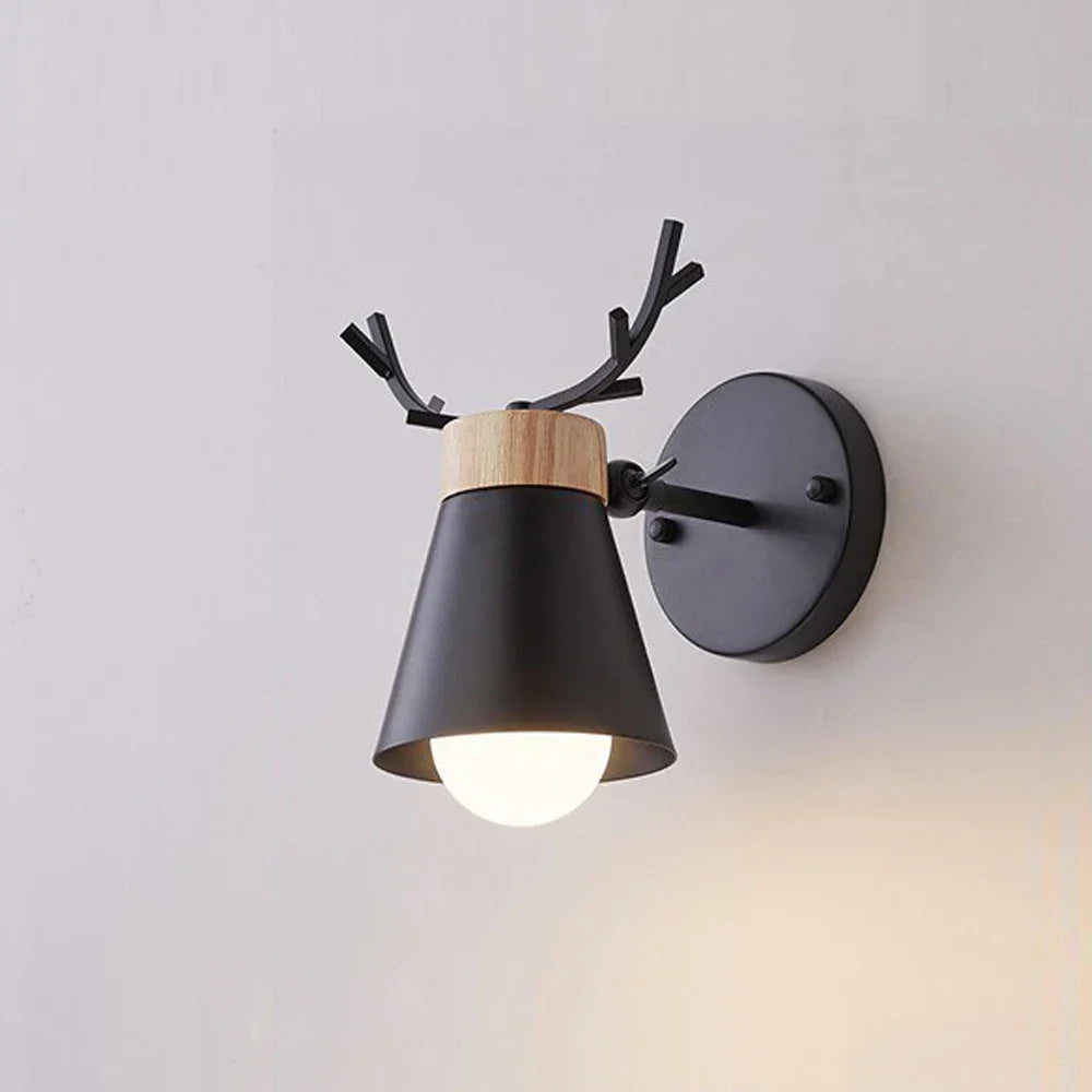 LED Antlers Wall Lamp Wooden Nordic Vintage Modern Loft Bedroom Lighting E27