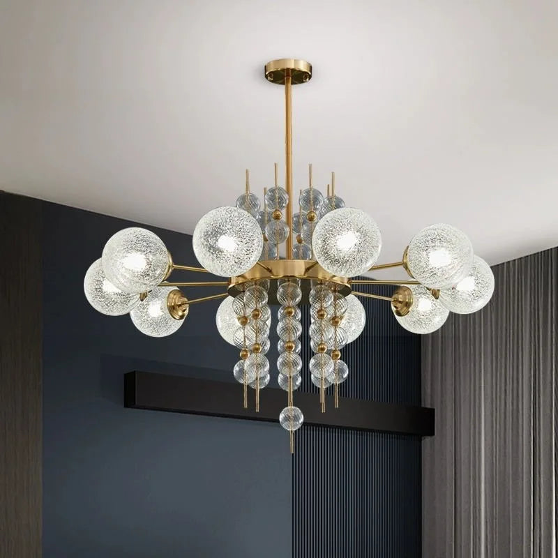 Glass Ball LED Pendant Light: Modern Chandelier for Living Room Kitchen Island
