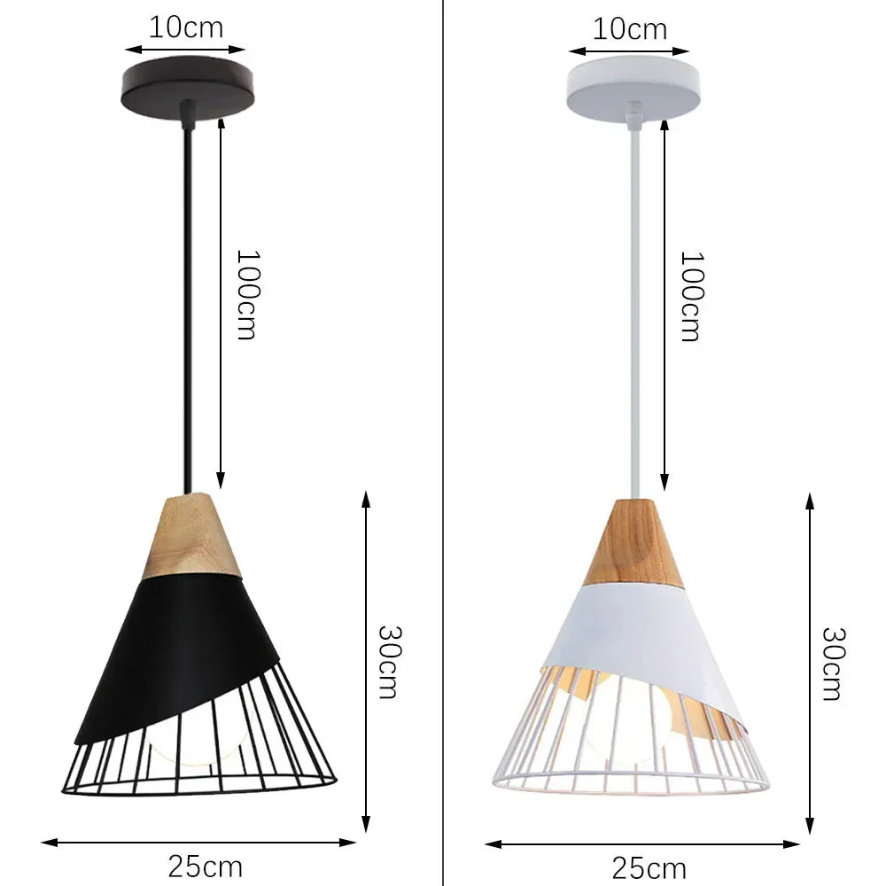 Nordic Modern Wood Pendant Light by - LED E27 Vintage Industrial Fixture for Home
