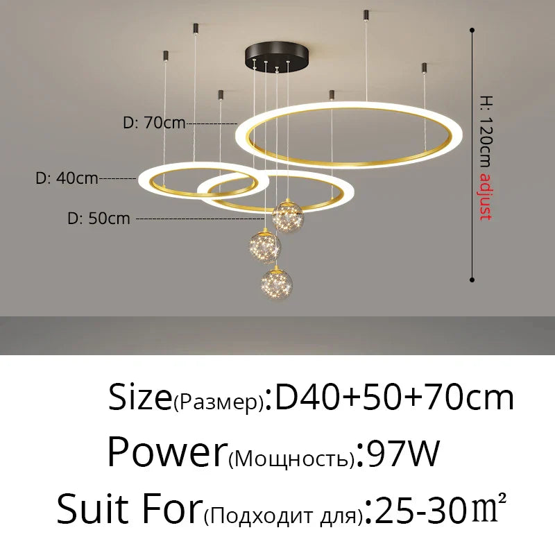 Circle Ring Pendant Light Chandelier Modern Living Room Bedroom Lamps Ceiling Luminaire