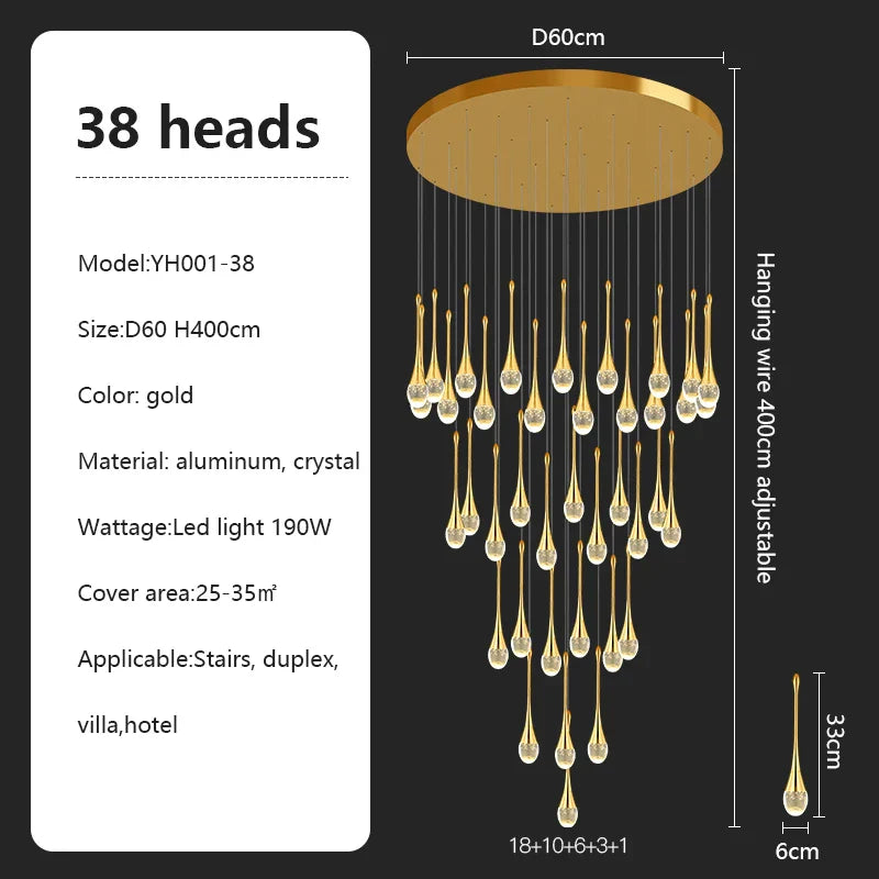 Crystal Chandelier: Modern LED Pendant Light for Villa Living Room and Attic