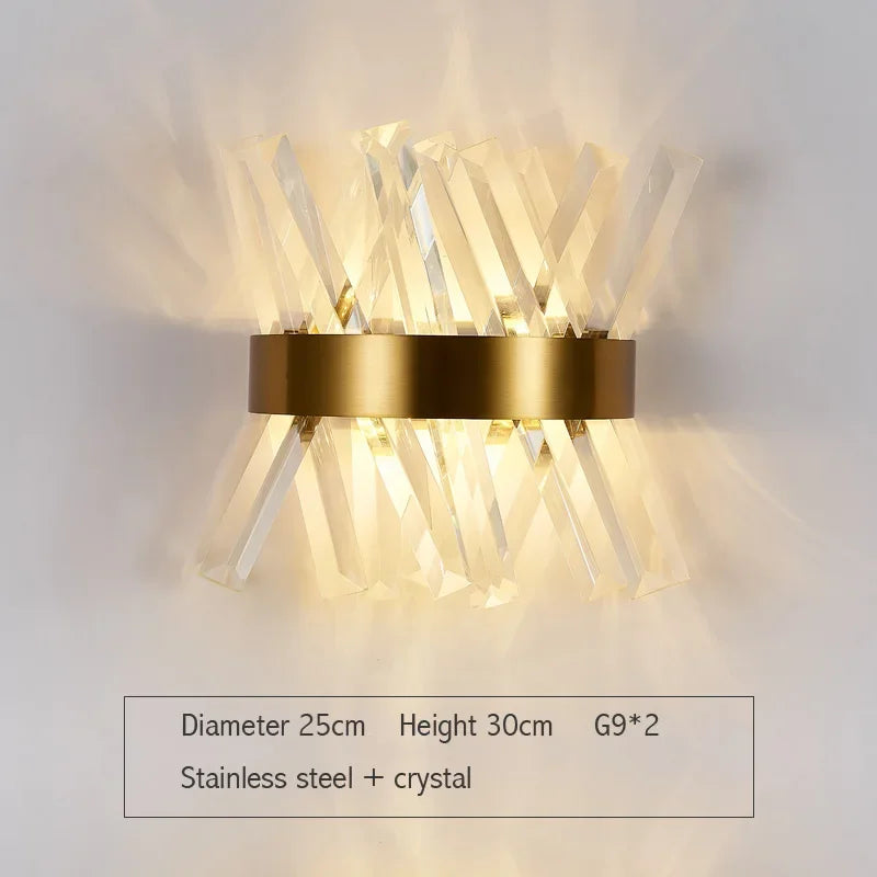 Crystal Gold LED Wall Sconce Modern Light for Bedroom Living Room Home Decor