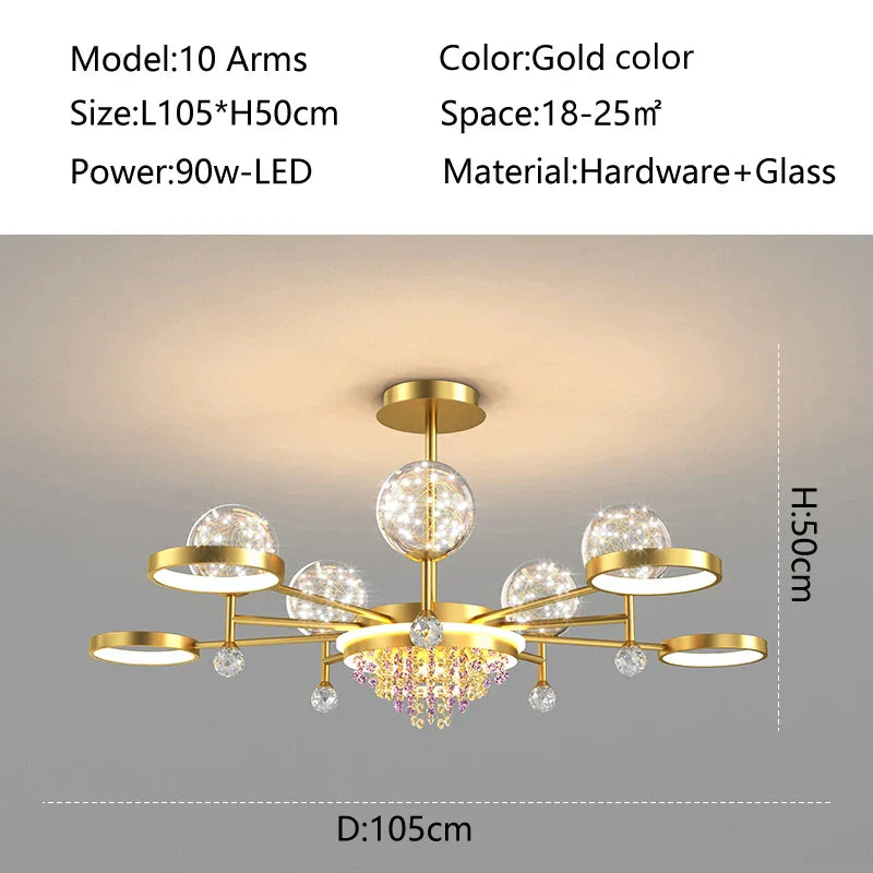 Nordic Glass Ball LED Ceiling Light for Bedroom Living Room Decoration Indoor Lighting