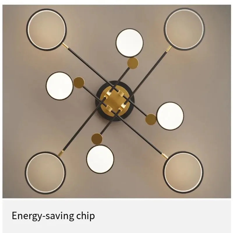 Gold Frame LED Remote Control Dimmable Ceiling Lamp for Living Room, Dining, Bedroom