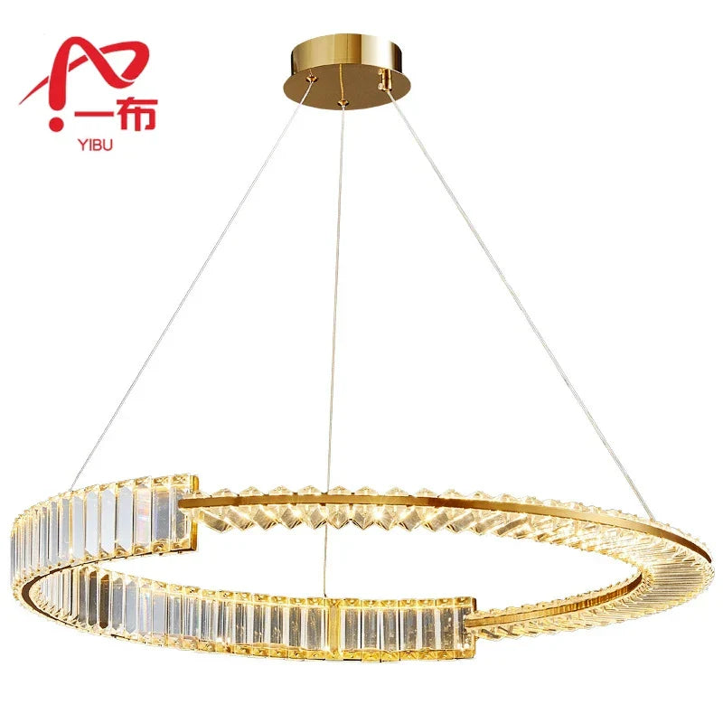 Round Iron Electroplating K9 Crystal LED Chandelier - Home Improvement