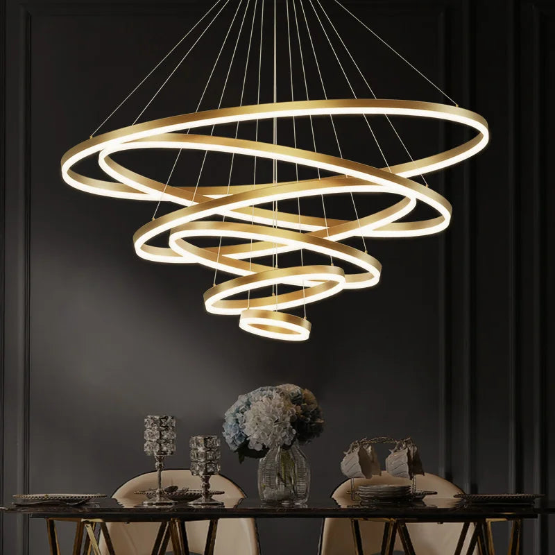 Nordic Circular Chandelier Hanging Pendant Light for Living Room and Dining Room