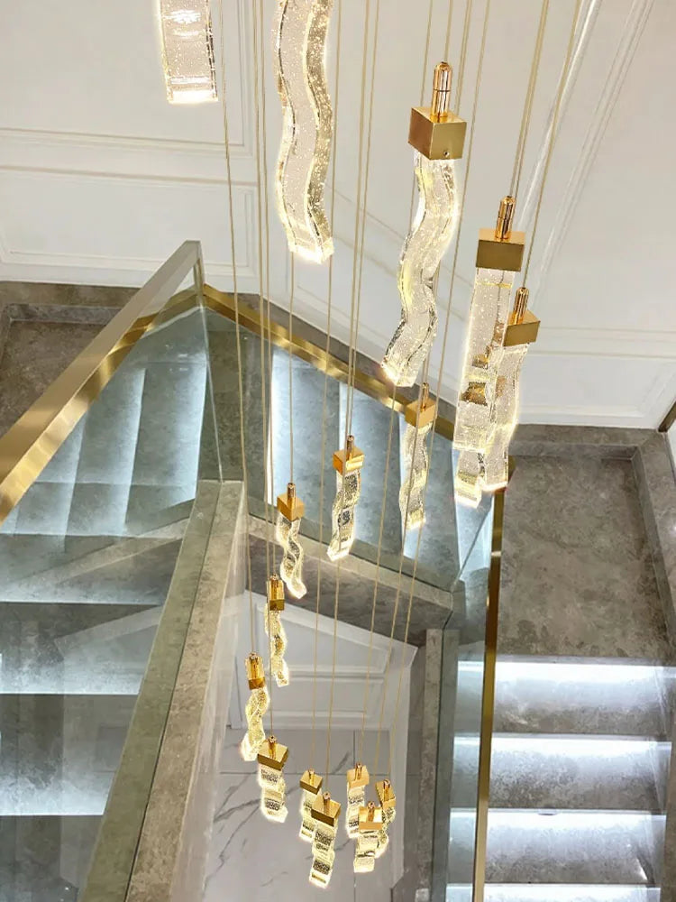 Modern LED Crystal Chandelier for High Ceilings