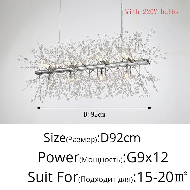 Modern Crystal LED Dandelion Chandelier for Home Living Room Dining Hall Decor