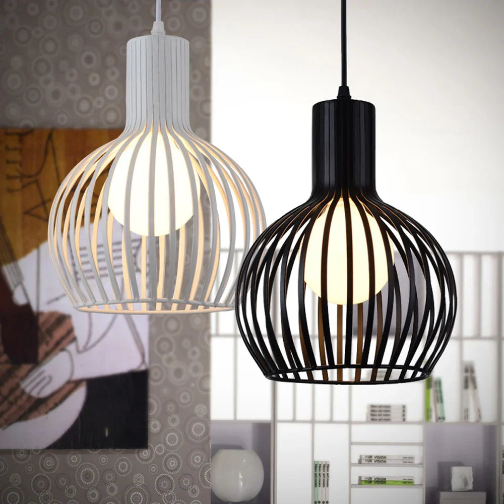 Industrial Cage LED Pendant Light for Modern Vintage Chandelier in Living Room