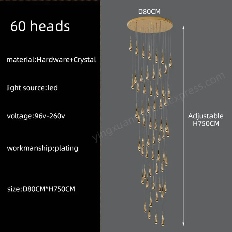 Crystal Pendant Chandelier for High Ceilings