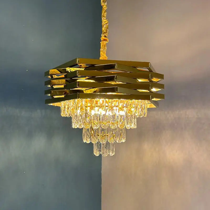 Stainless Steel Crystal Chandelier for Modern Living and Dining Spaces