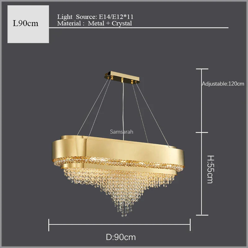 Golden Crystal Chandelier for Luxury Living & Dining Rooms