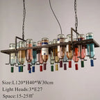 Industrial Metal Wine Bottle Chandelier for Coffee Shop Bar LED Decor