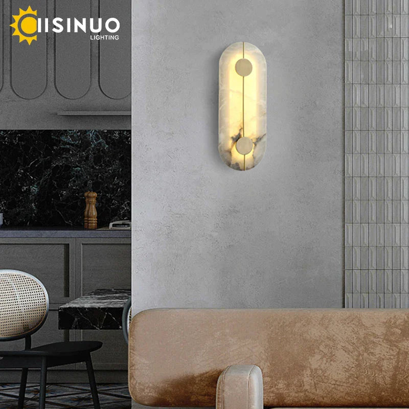 Marble Wall Light: Modern Copper Gold LED Sconce for Bedroom Hotel Corridors