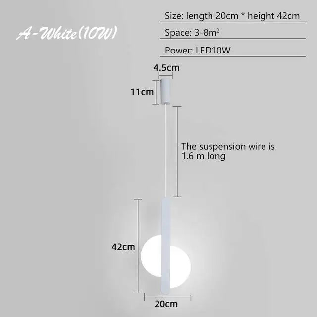 Nordic Black Pendant Lamp for Bedroom Decoration