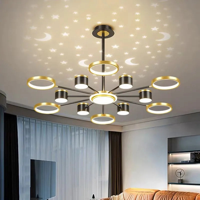 Starry Sky 6-Light Dimmable Ceiling Chandelier - White Modern Home Lighting