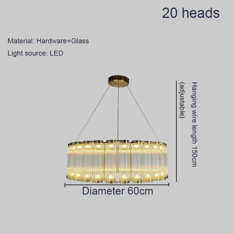 Golden Chandelier LED Dimming Light for Modern Living Room & Bedroom