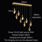 Modern Diamond Crystal Chandelier LED Hanging Light Gold Decor