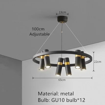 Black Metal Circle LED Pendant Light for Living room, Dining, Kitchen, Bar Decor