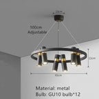 Black Metal Circle LED Pendant Light for Living room, Dining, Kitchen, Bar Decor