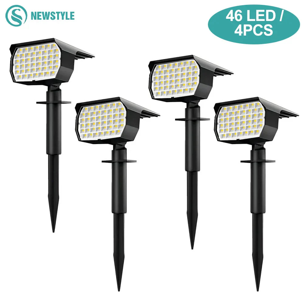 Solar LED Outdoor Spotlights 3 Modes Waterproof for Garden Walkway