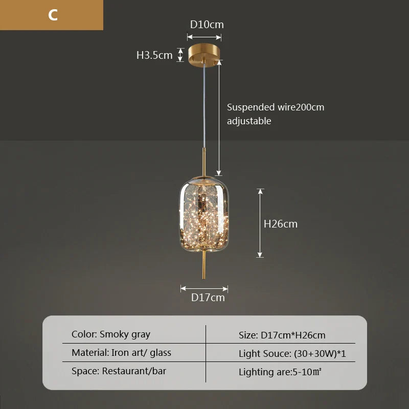 Modern Net Red Glass Bedside Chandelier with Luxury LED Lights