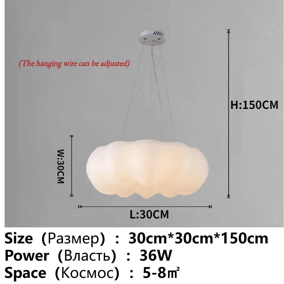 White Cloud LED Chandelier for Children's Room and Living Area