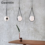 Nordic Glass Ball Pendant Lamps Water Drop LED Light Fixtures for Home Decor