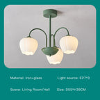 Modern Green White Branch Ceiling Chandelier for Living Room Bedroom Dining Loft