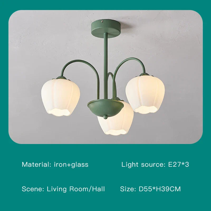 Modern Green White Branch Ceiling Chandelier for Living Room Bedroom Dining Loft