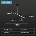 Firework Shape LED Chandelier in Gold and Black for Home Lighting