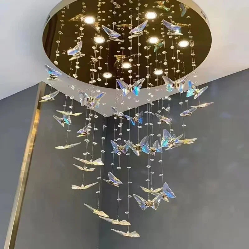 Butterfly Crystal Chandelier for High Ceilings & Staircases