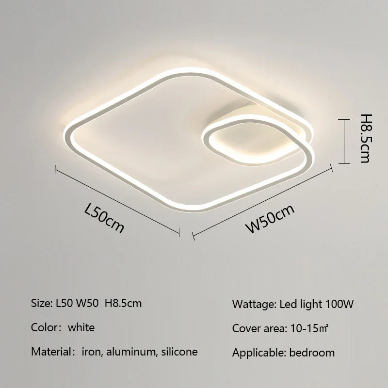 Square LED Ceiling Lamp Dimmable for Bedroom Living Room Modern Home Decor Fixtures