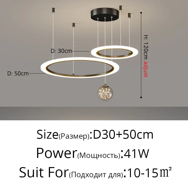 Circle Ring Pendant Light Chandelier Modern Living Room Bedroom Lamps Ceiling Luminaire