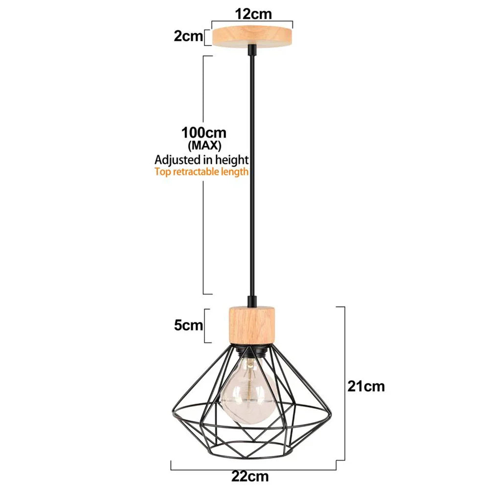 Vintage Industrial Wood Pendant Light Chandelier for Kitchen Island Living Room