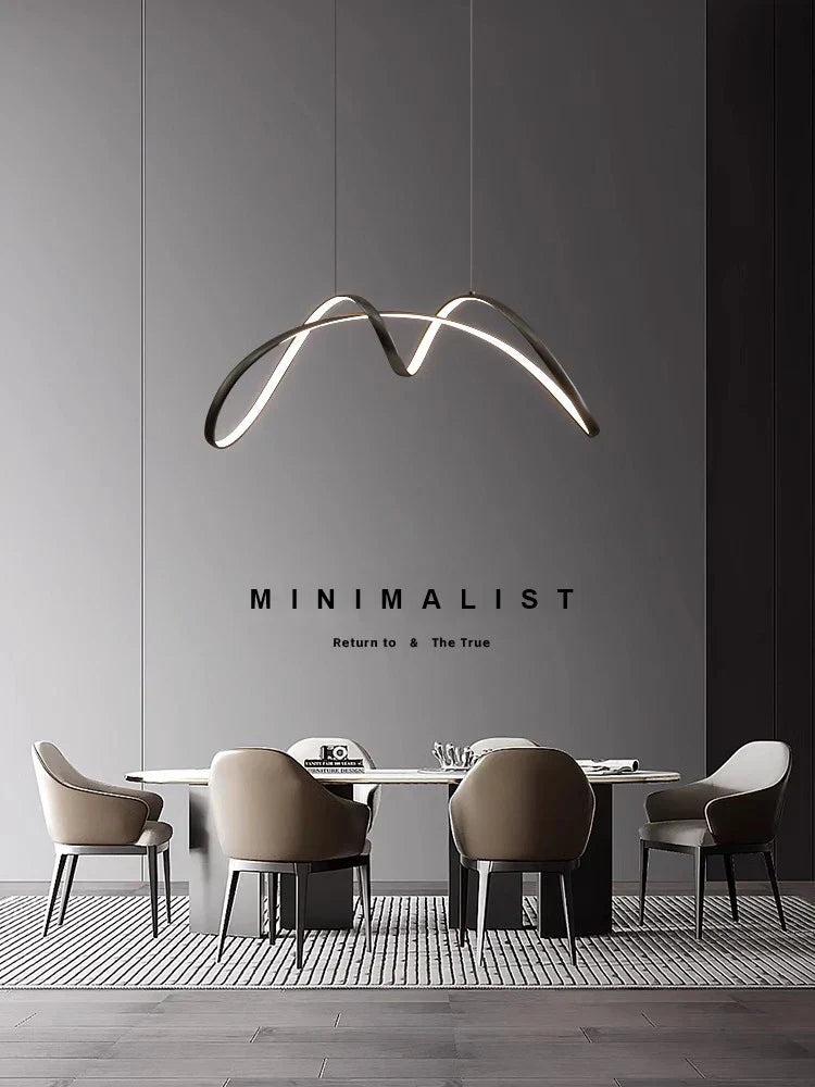 Modern Copper LED Chandelier for Dining Room and Bedroom Lighting