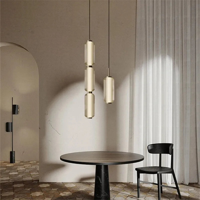 Glass Staircase Pendant Light: American Retro Minimalist Restaurant Foyer Artistic Lamp