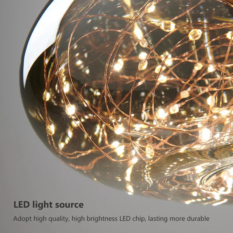 Modern Net Red Glass Bedside Chandelier with Luxury LED Lights