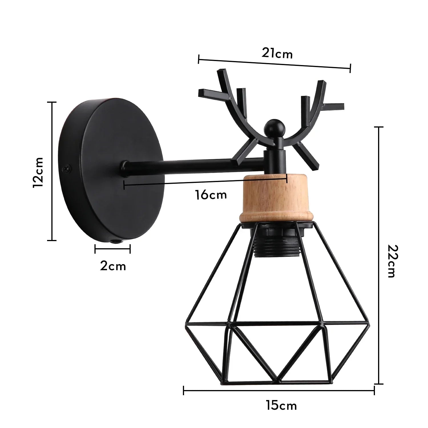 Vintage LED Wall Light Retro Loft Sconce E27 Iron Cage Lampshade