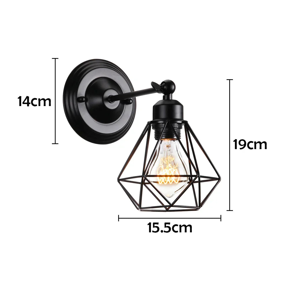 Vintage Iron Wall Sconce Cage Guard Modern Loft Indoor Lighting