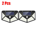 100LED Solar Powered Outdoor Wall Lamp with PIR Motion Sensor