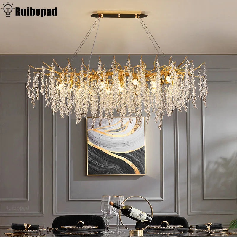 Gold Crystal Grapes Chandelier for Dining Living Room Bedroom