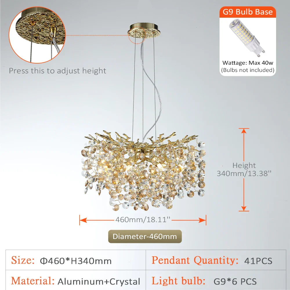Sun Crystal Chandelier for Elegant Living Room & Lobby Lighting