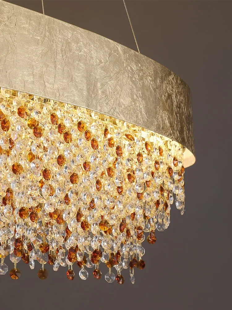 Crystal Chandelier: Modern Circular Design for Living Room, Lobby, Kitchen Island.